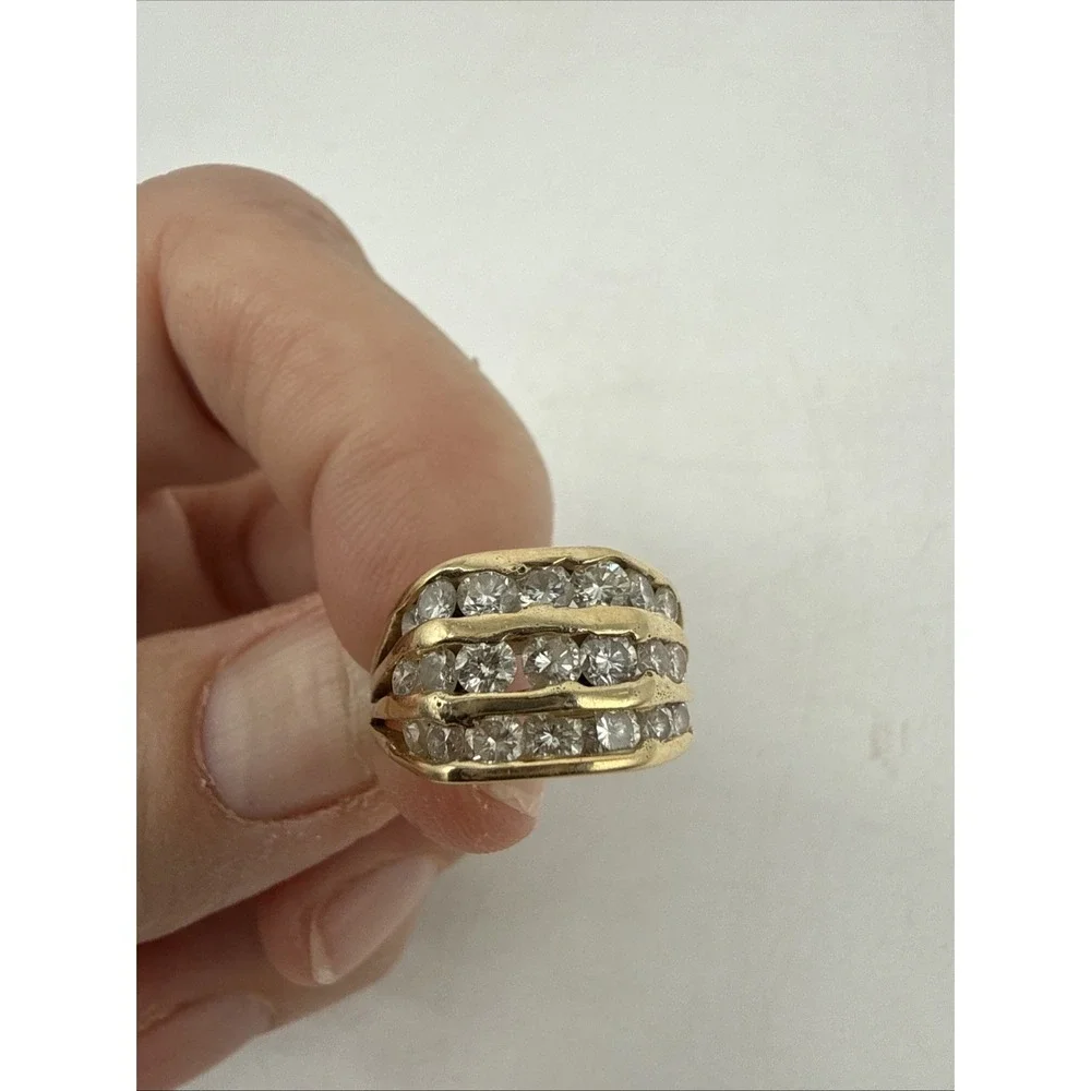 14K Gold Multi Row Channel Diamond Ring